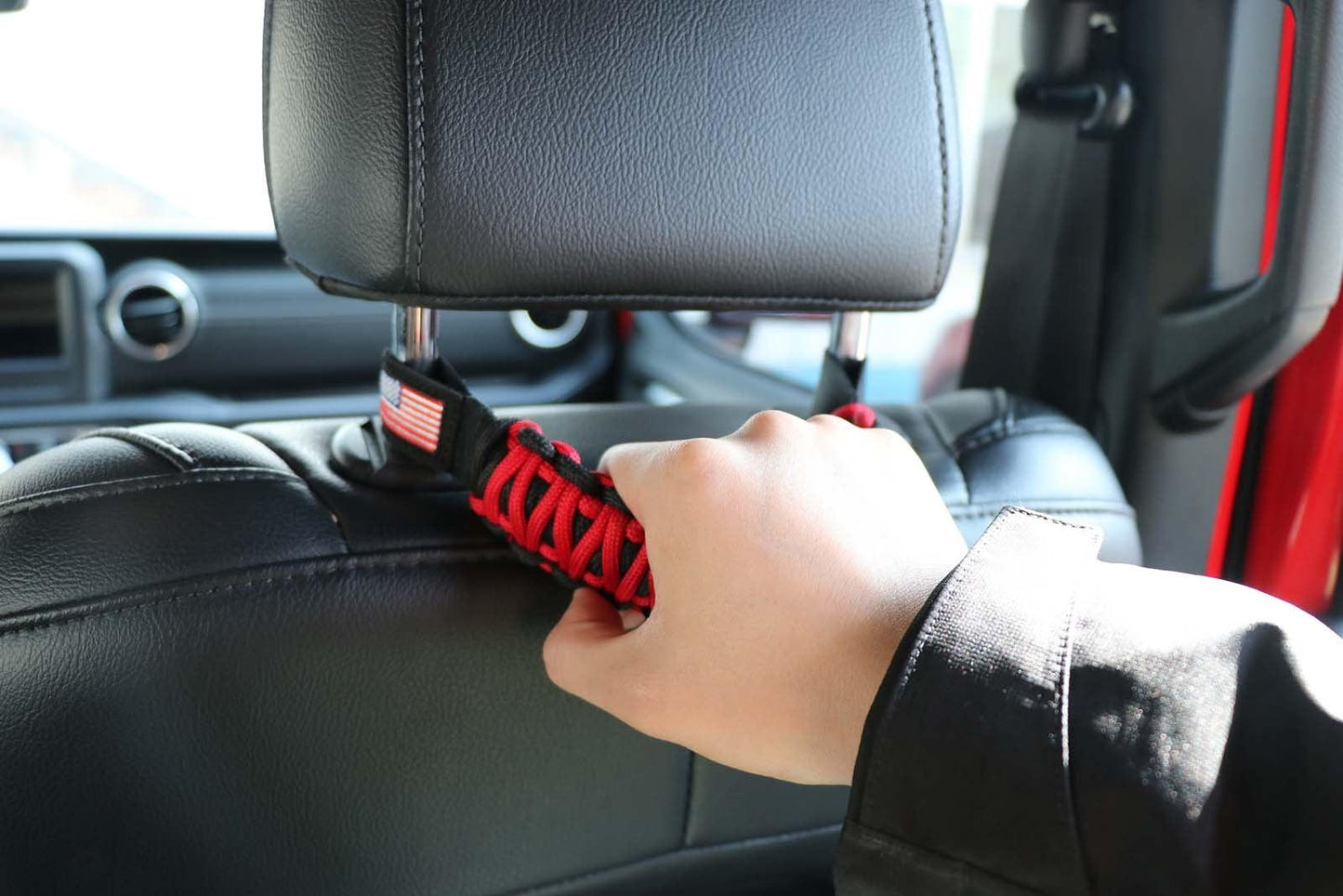 (2pcs/set) Universal Woven Embroidery American Flag Seat Backrest Handle fit for Jeep Wrangler CJ TJ JK JL