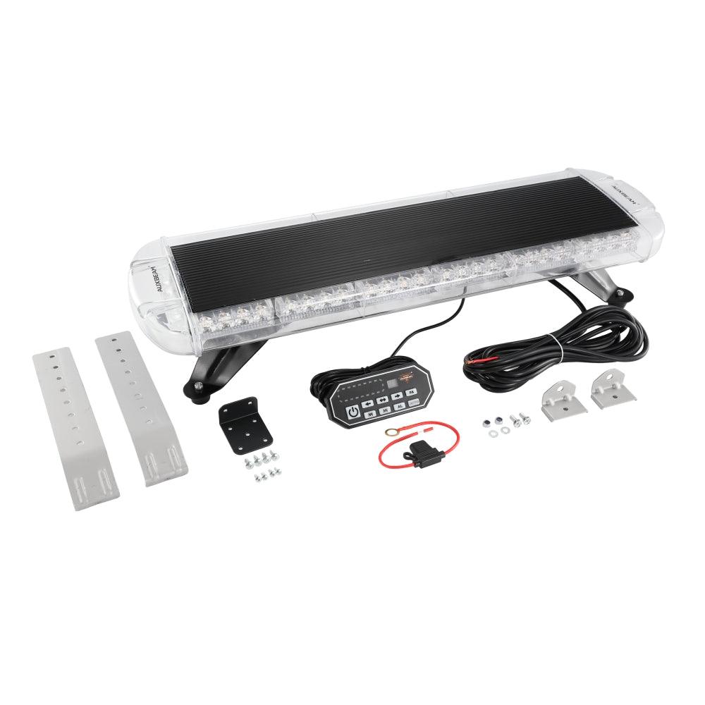 شريط إضاءة وامضة على السطح مقاس 31.5 بوصة مع حوامل تثبيت و20 وضعًا للوميض وتحذير السلامة في حالات الطوارئ وأضواء المنارة