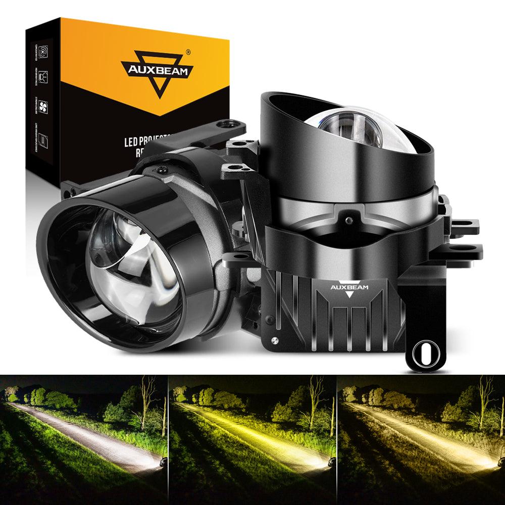 đ3 Inch 104W Bi-LED Projector Lens Fog Light 3-Colors Switchback Hyperboid Lens Fog Light With High Beam Auxiliary For Toyota/Honda | 2PCS/Set