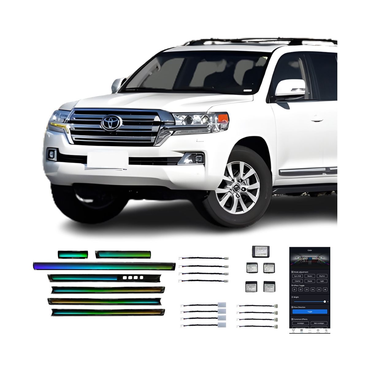 10 21 Landcruise Vente Usine Lumière Ambiante Intérieure Voiture Haute Qualité Ombre Dynamique Couleur Magique 21 Lumières Pour Toyota Landcruise