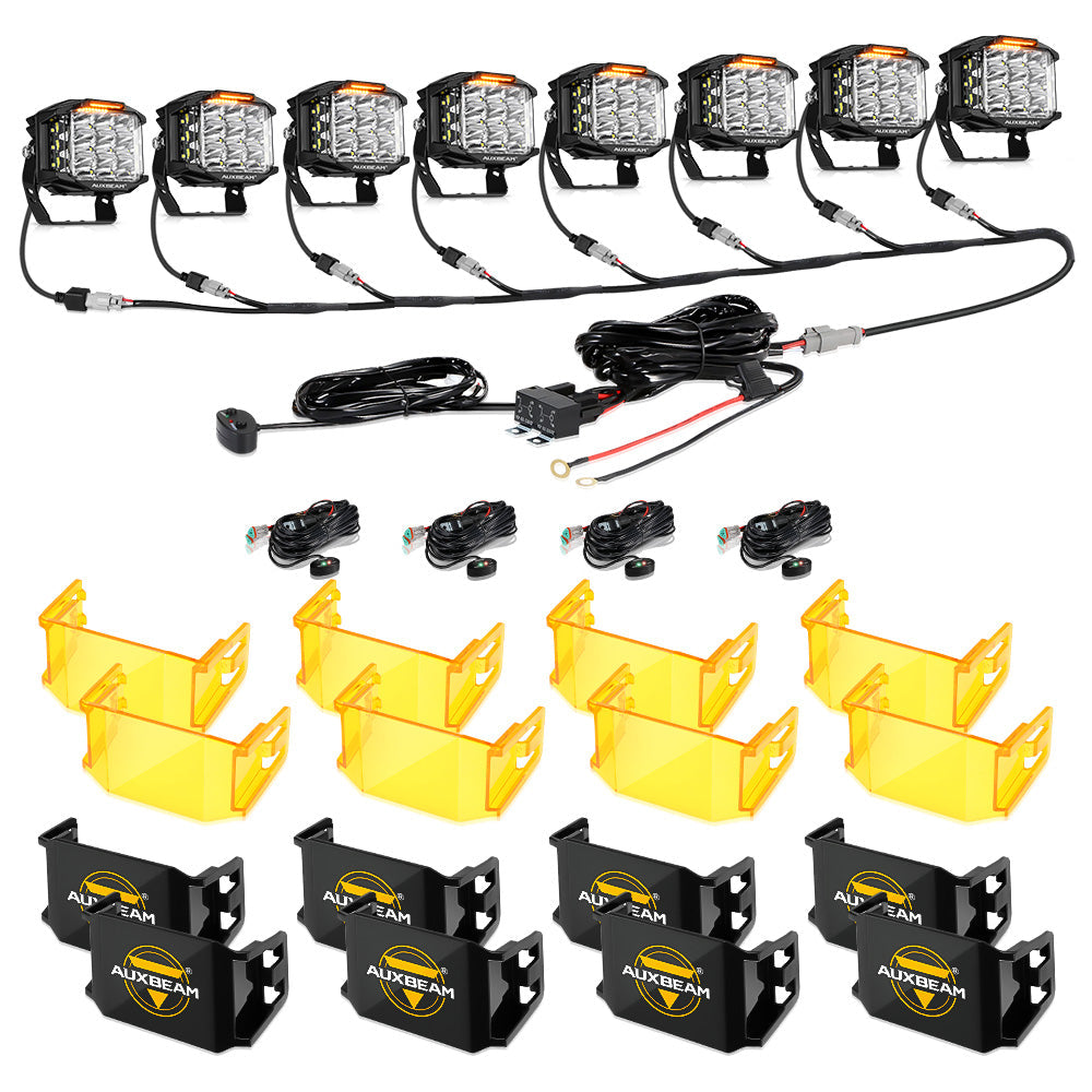 V-MAX Series | 5 Inch 168W 16440LM Combo Beam Side Shooter LED Square Pod Lights with Amber DRL