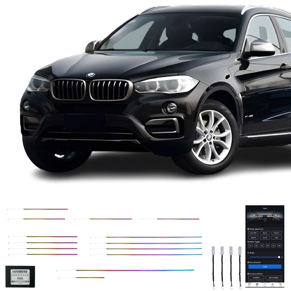 14 18 X5 X6 Vente Directe Usine Lumière Ambiante Magique Multicolore Intérieur Voiture 18 Lampes Pour BMW X5 X6 F15