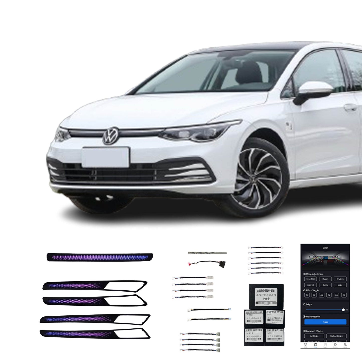 14 21 Golf 7 Vente Directe Usine Lumière Ambiante Intérieure Voiture Échelle Dragon Magique 21 Lumières Pour Volkswagen Golf 7