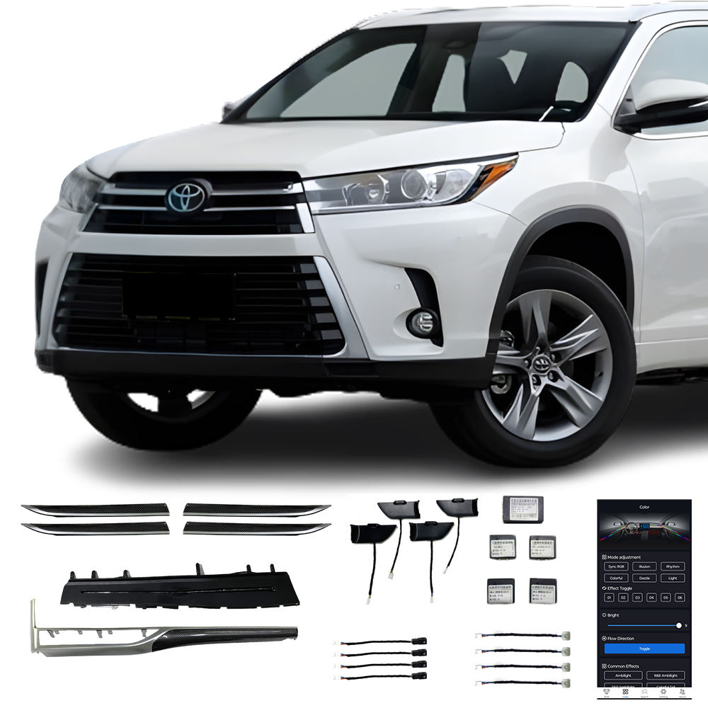 15-21 highlander Factory Direct Sale Ambient Light Car Interior Carbon Fibre Pattern Magic Color 17 Lights for Toyota highlander