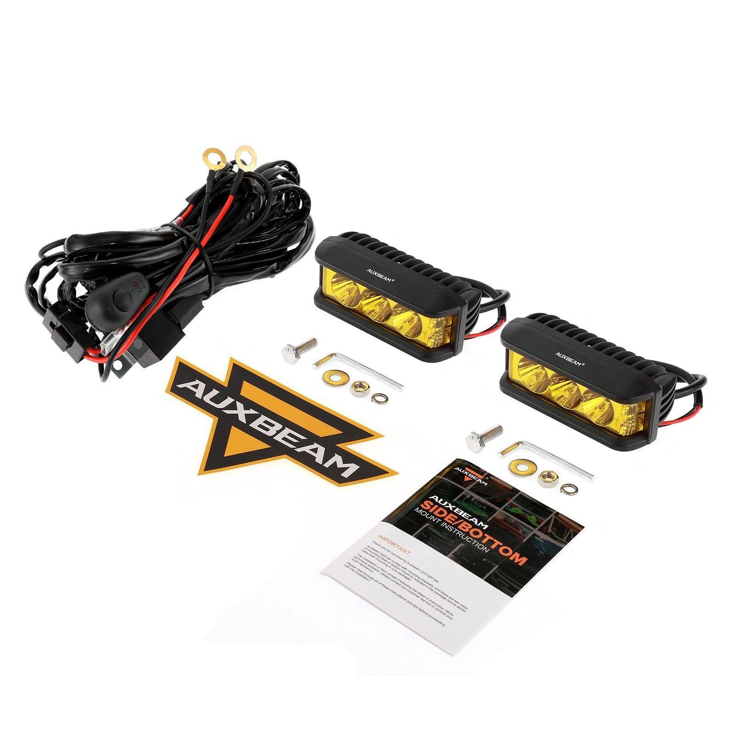 سلسلة R5 | شريط إضاءة LED مربع كهرماني 5 بوصات 68 واط مع شعاع سبوت جانبي