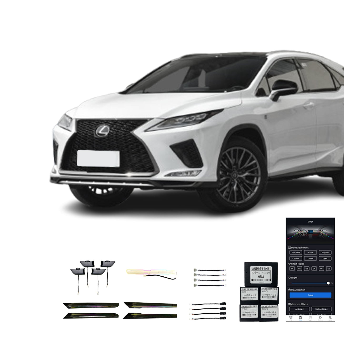 16 21 RX Vente Directe Usine Lumière Ambiante Intérieure De Voiture LED Colorée 17 Lumières Pour Lexus 16 21 RX