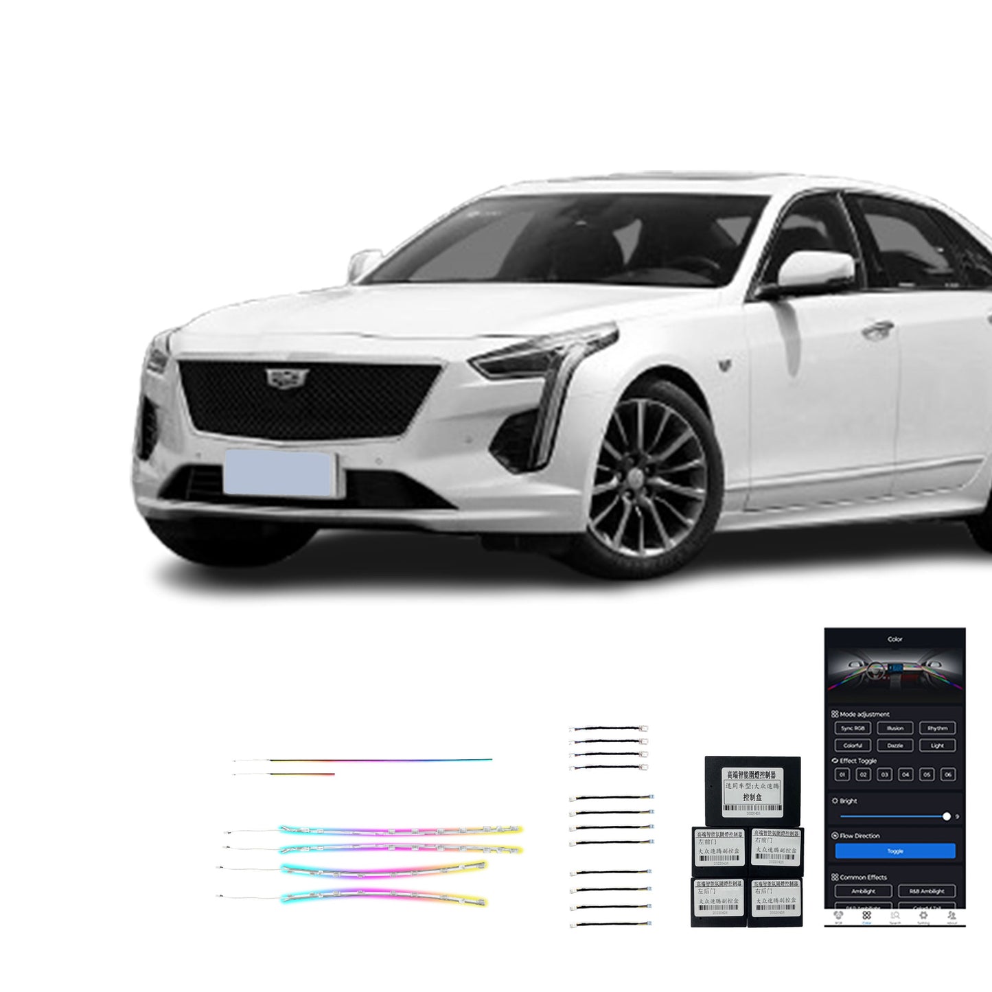 Vente Directe Usine Éclairage Ambiant Intérieur Voiture Led 18 Lampes De Haute Qualité Pour Cadillac 16-22 CT6