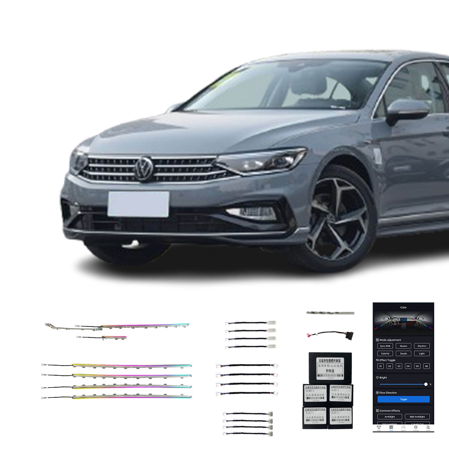 Lumière Ambiante Intérieure De Voiture Magique 18 Leds De Haute Qualité Pour Volkswagen CC 19-20 CC 17-23 Magton Vente Directe DUsine