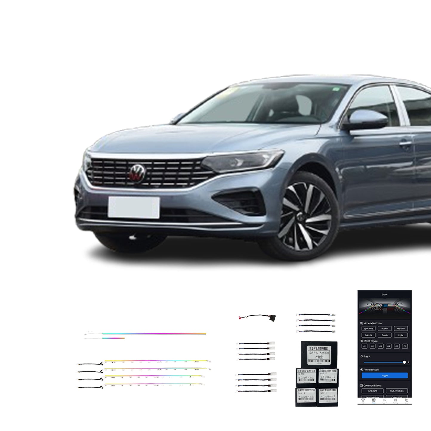 19-24 Passat Vente Directe Usine Lumière Ambiante Intérieure Voiture Couleur Magique 18 Lampes Pour Volkswagen Passat