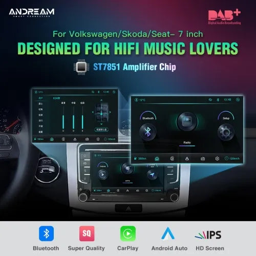 Andream Built-in DAB Support Wireless Carplay Android Auto Pour Volkswagen POLO GOLF PASSAT B6 SEAT Leon Skoda JETTA TIGU