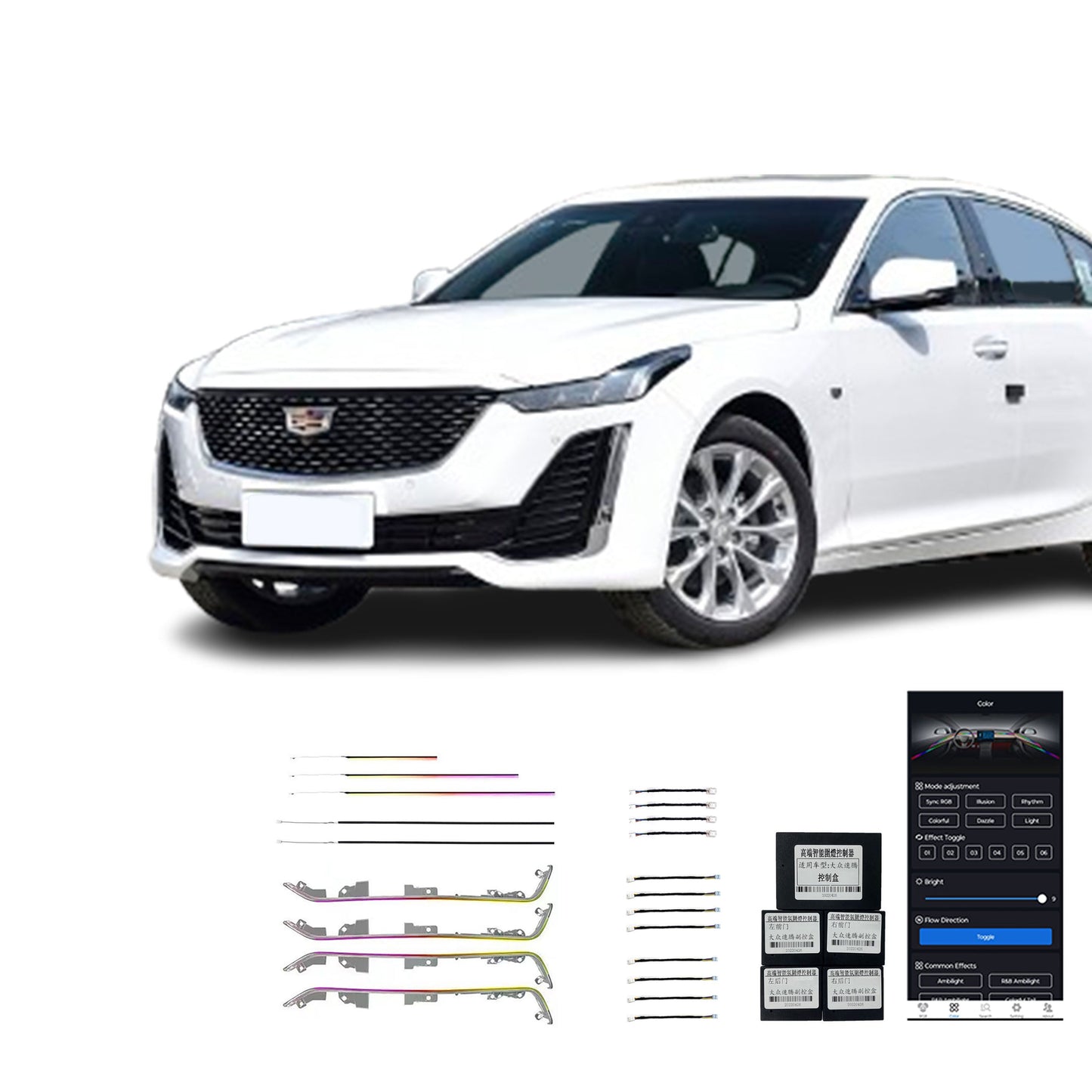 20-24CT5 Vente Directe Usine Lumière Ambiante Intérieure Voiture 21 Lampes Quatre Portes Électroplaqué Gravé Au Laser Pour Cadillac 20-24 CT5