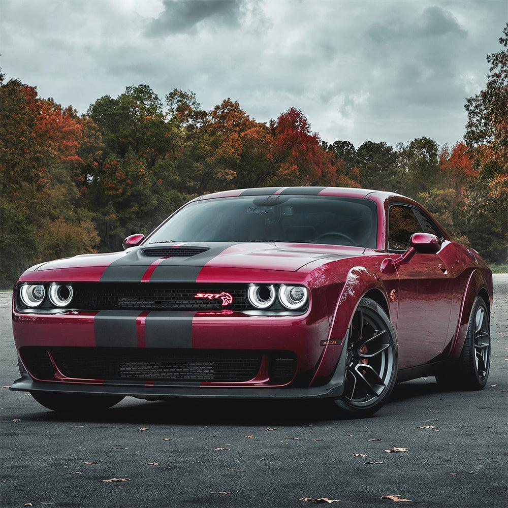 LED Headlight Assembly Dual Beam Projector Black For 2015-2023 Dodge Challenger 3th Gen Facelifted