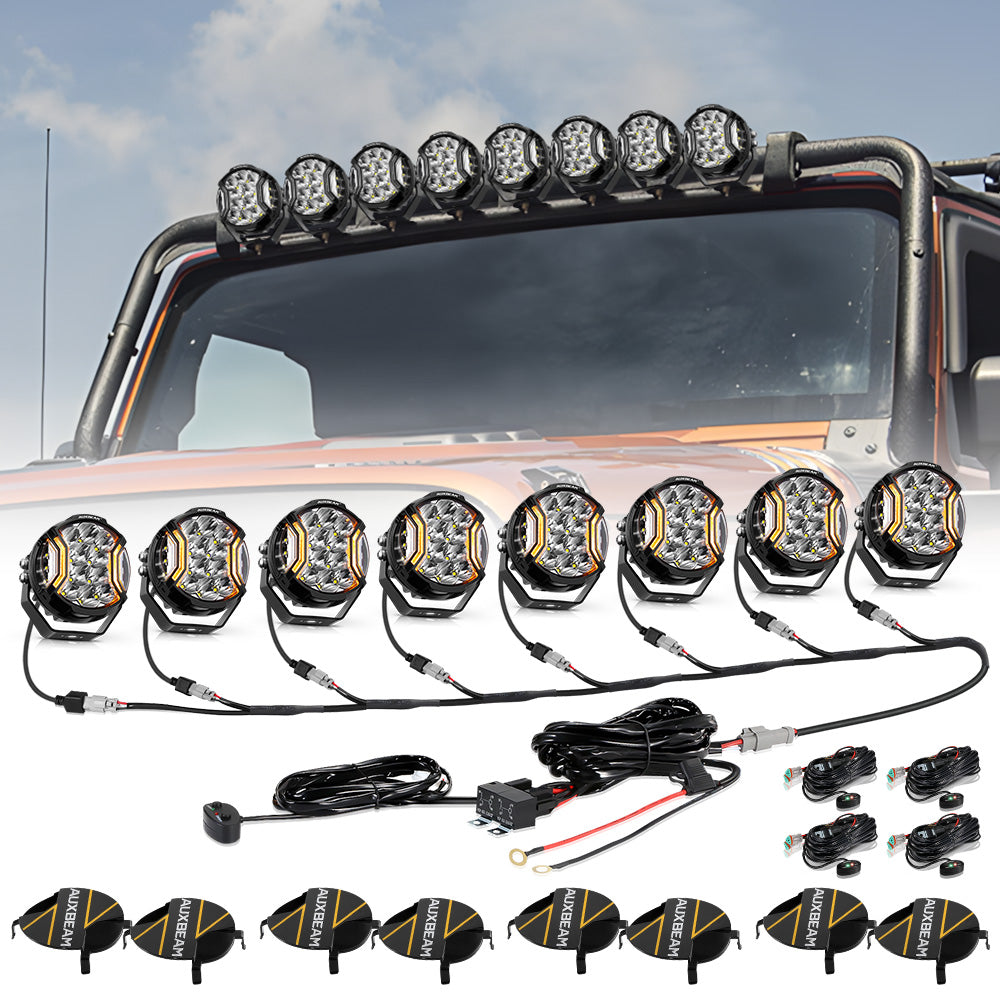 V-ULTRA Series 6/8 Pcs 5 Inch 172W LED Side Shooter Amber DRL with Power Harness - Auxbeam – éclairage LED auto