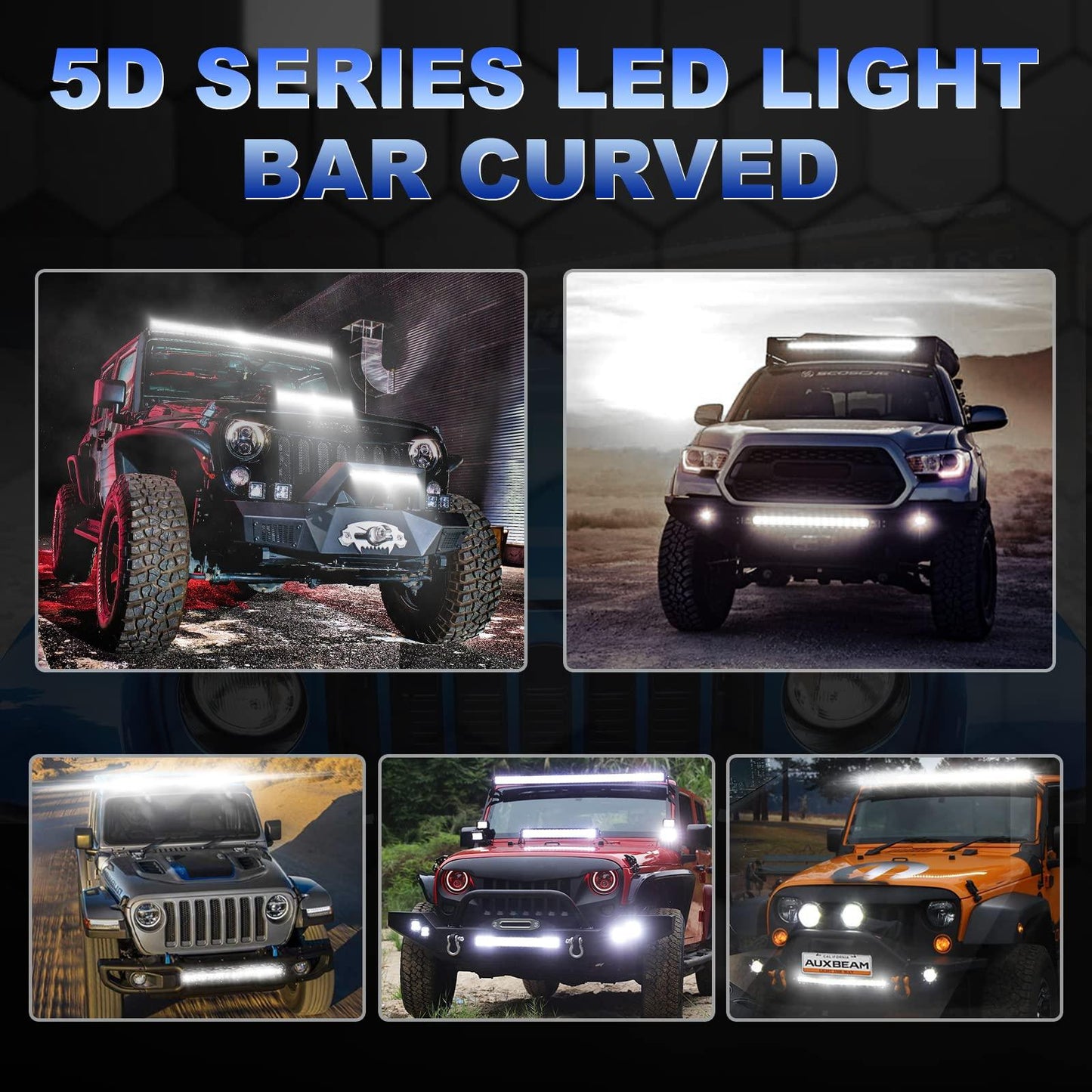5D Series 50 Inch Combo Beam Dual Row Curved Off Road LED Light Bar