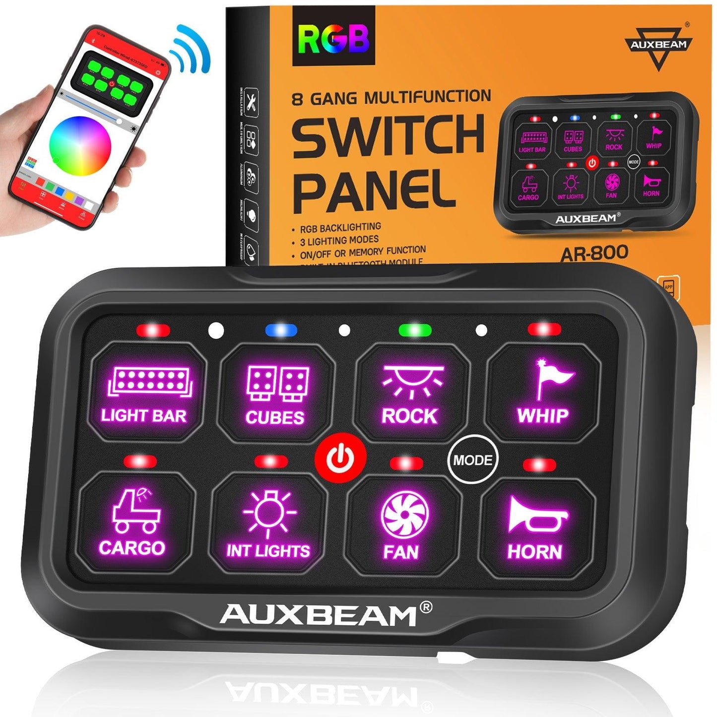 AR-800 RGB Switch Panel + 3 Inch LED Pods with White&Yellow Cover