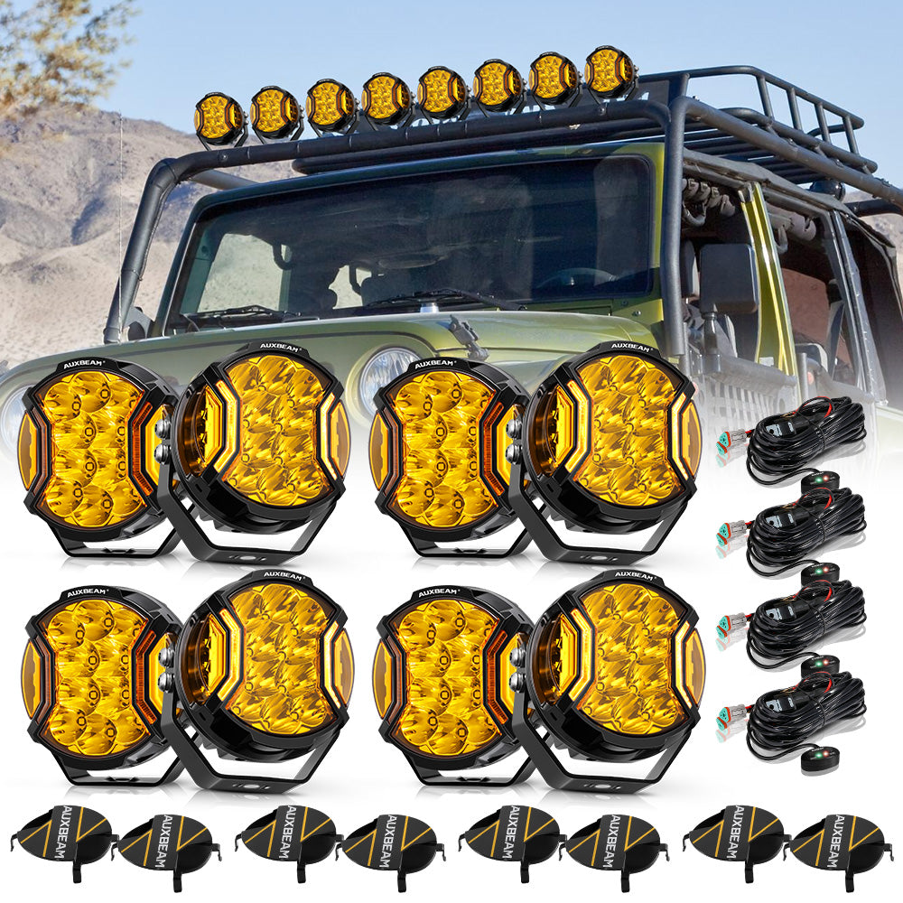 V-ULTRA Series | 5 Inch 172W LED Side Shooter Amber/White Pod Lights with Amber DRL - Auxbeam – éclairage LED auto