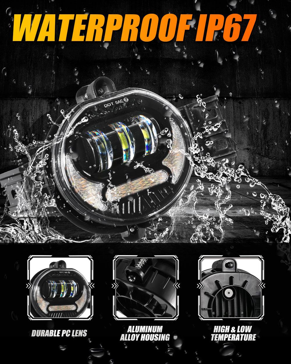 (2pcs/set) LED Fog Light Assembly with DRL and Turn Signal for Dodge Ram 1500 2002-2008, Dodge Ram 2500/3500 2003-2009 Black