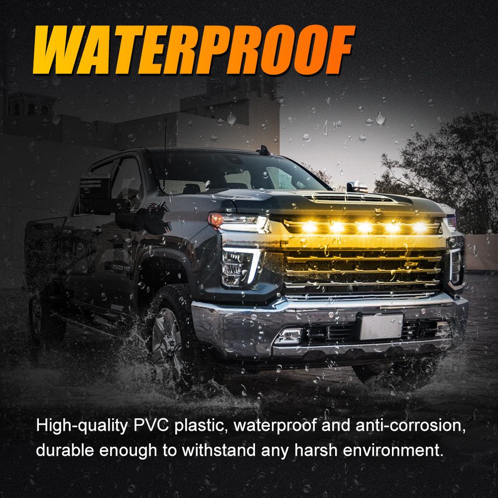 (5pcs/set) LED Front Grille Lights Raptor Style Amber Light Universal Car Modification