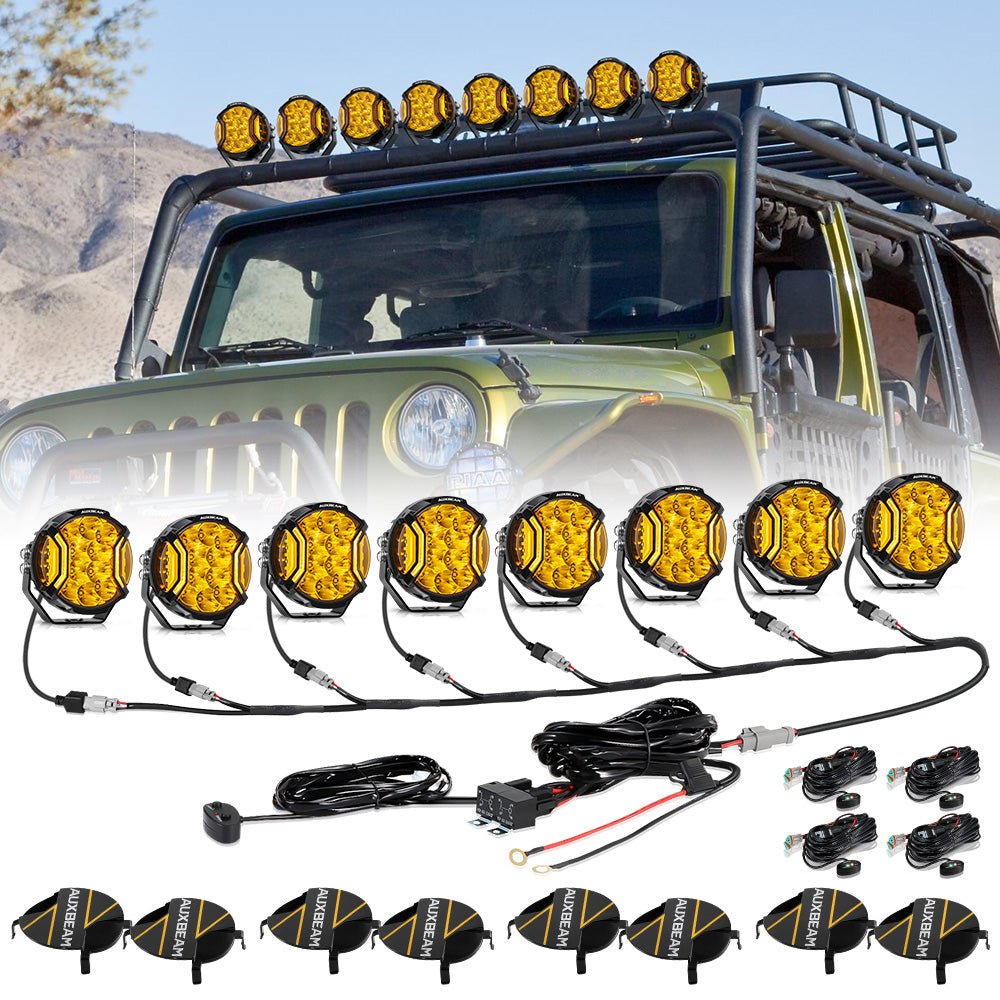 V-ULTRA Series 6/8 Pcs 5 Inch 172W LED Side Shooter Amber DRL with Power Harness - Auxbeam – éclairage LED auto