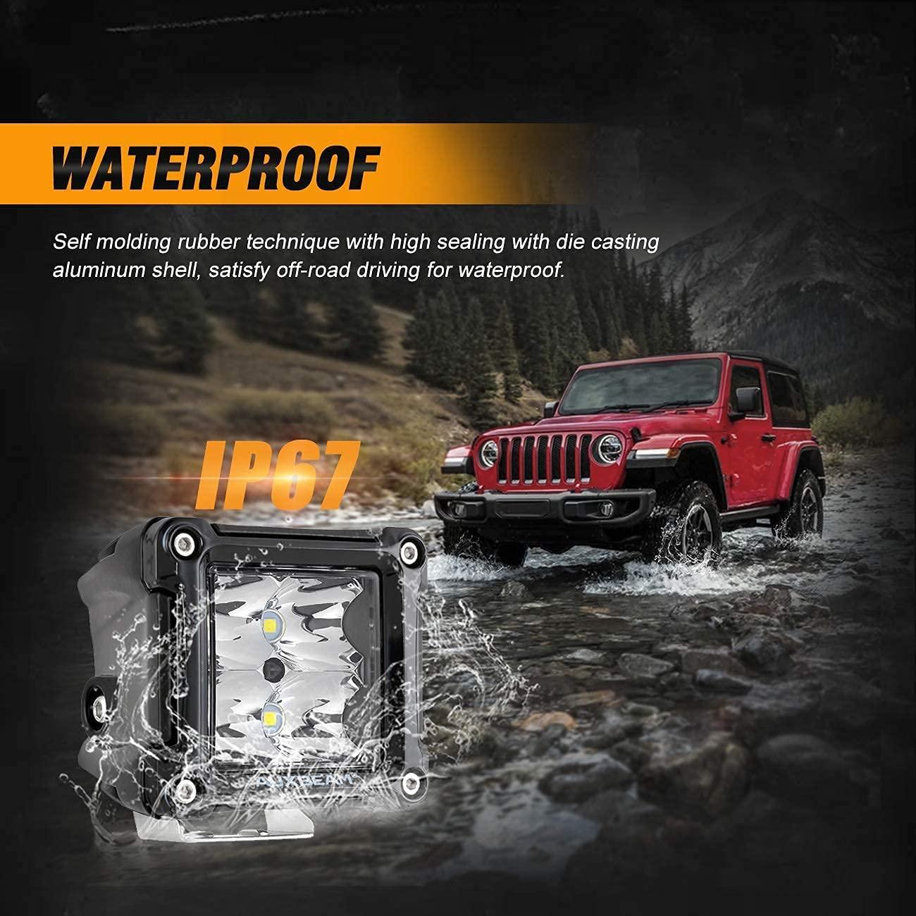 4 قطع من مصابيح الإضاءة الموضعية مقاس 3 بوصات ودعامات تثبيت مفصلات الزجاج الأمامي السفلية لسيارات جيب رانجلر JK ذات البابين/الأربعة أبواب موديلات 2007-2017