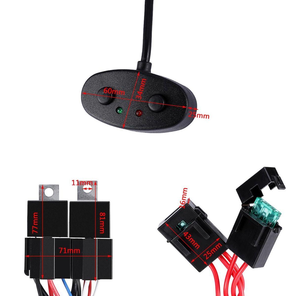 (1 Lead 14AWG for bar in 300W) Led Light Bar Wiring Harness with Fuse 40A Relay ON/Off Switch - Auxbeam â Ă©clairage LED auto