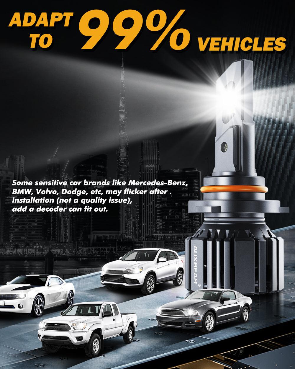 9005+9006 LED Headlight Bulbs 90W 20000LM F15 Series 20% Smaller Size 6500K Cool White | 4 Bulbs - Auxbeam – éclairage LED auto