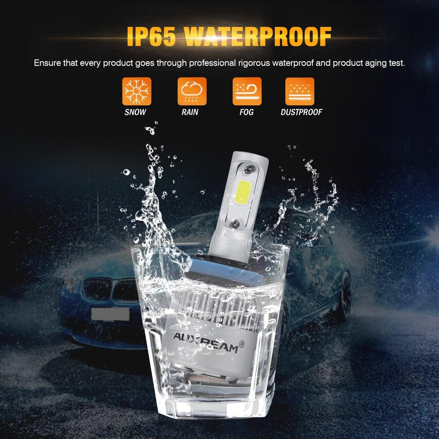 مصابيح أمامية LED H11/H8/H9، 72 واط، 8000 مل، سلسلة S2، فائقة السطوع، COB، 6500 كلفن، أبيض بارد | 2 لمبة