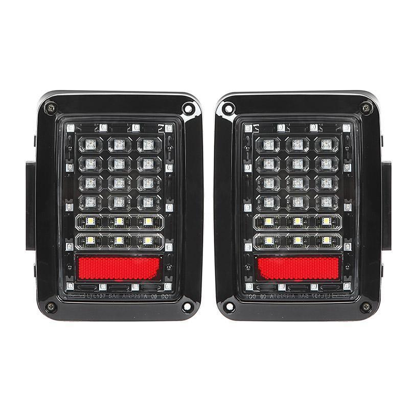 LED Smoke Tail Light and Front Signal Lights for 2007-2017 Jeep Wrangler JK