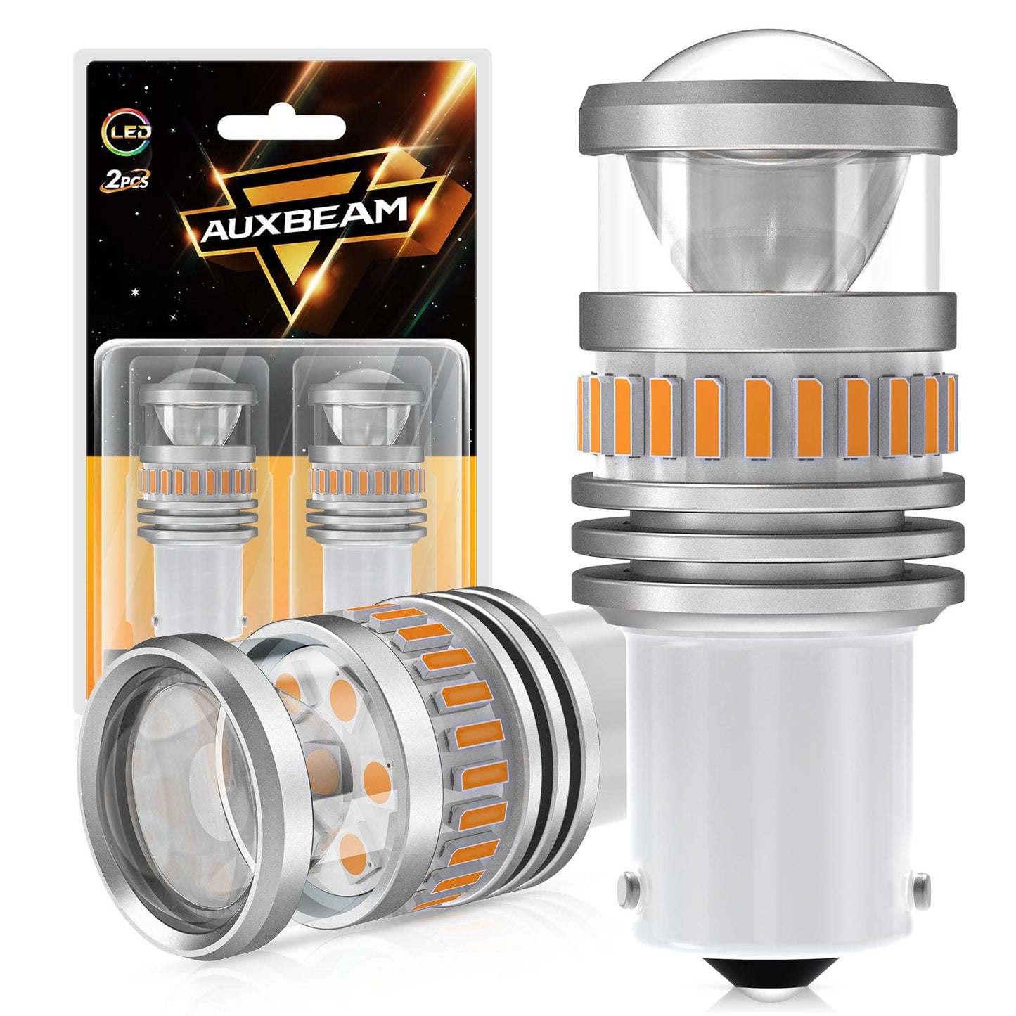 BAU15S 7507 LED Turn Signal Light Rear/Front, Side Maker Light Bulbs 11W 4000ML 3500K Amber B1 Series | 2 bulbs