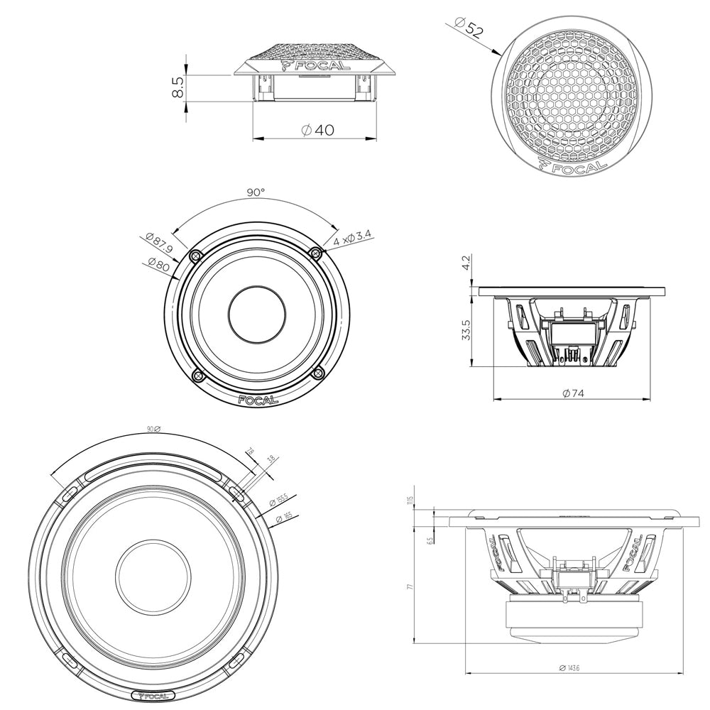 FOCAL Kompo-Lautsprecher FLAX EVO-Serie، 16.5 سم، 3 أقدام