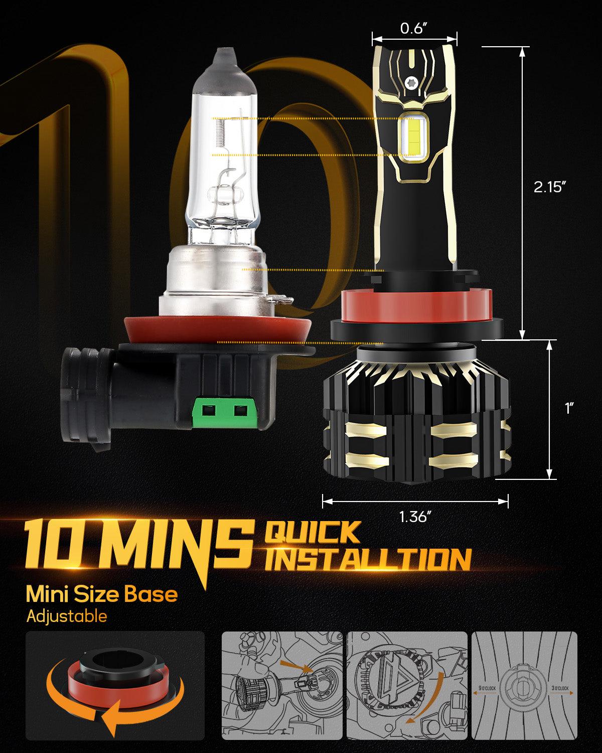 9005+H11 LED Headlight Bulbs 120W 25000LM GX Series Brightest 6500K Cool White | 4 Bulbs - Auxbeam – éclairage LED auto