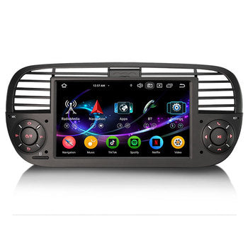 Erisin ES6750FBN Android 14 CarPlay GPS 4G IPS pour Fiat 500 500C 500S (2008-2015) Lecteur CD OBD2 TPMS Garantie 1 an