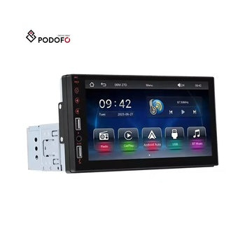 Podofo 7 ''Single Din Voiture Lecteur MP5 Voiture Stéréo 1 Din Autoradio Filaire Carplay Android Auto USB AUX FM EQ BT + Mic Vente en Gros