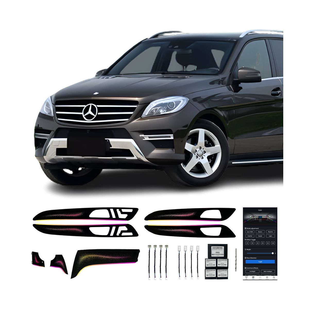 ML GL W166 Factory Sales of High Quality Ambient Light Car Interior Black Piano Lacquer Magic Color 22 Lights for benz GLE GLS