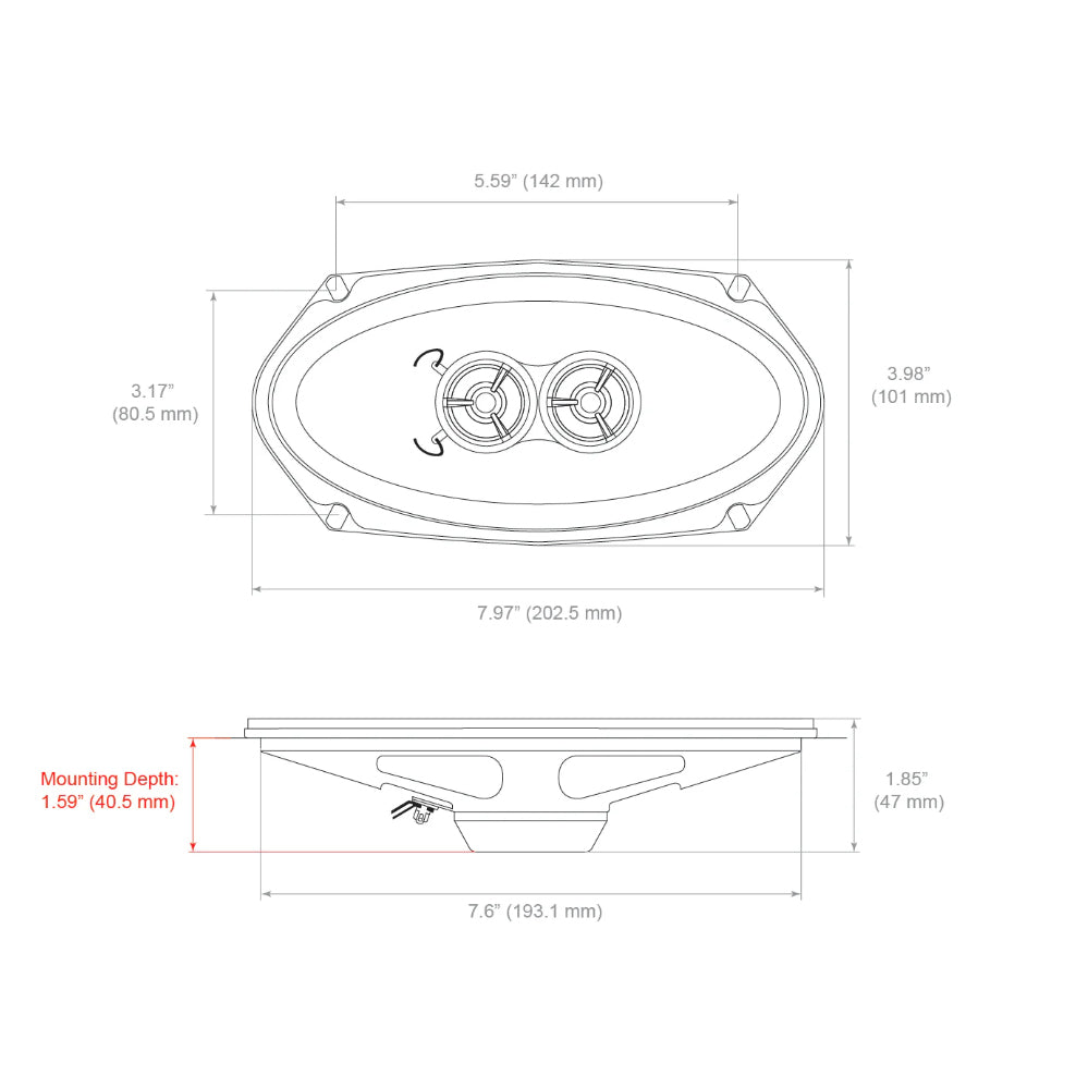 RETROSOUND Speaker 4''x8'', 101x202mm (pair), Neodym