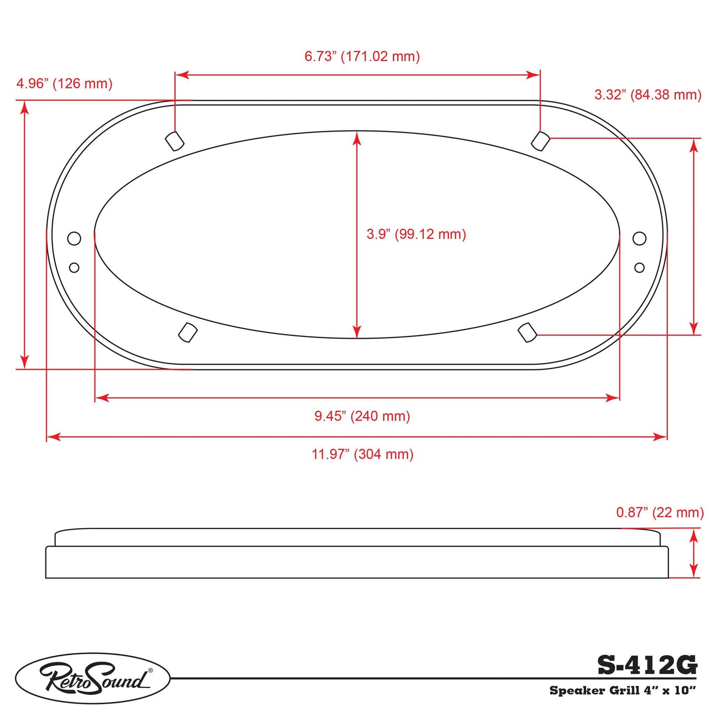 شبكة مكبر صوت RETROSOUND مقاس 4 × 10 بوصة (قطعة)