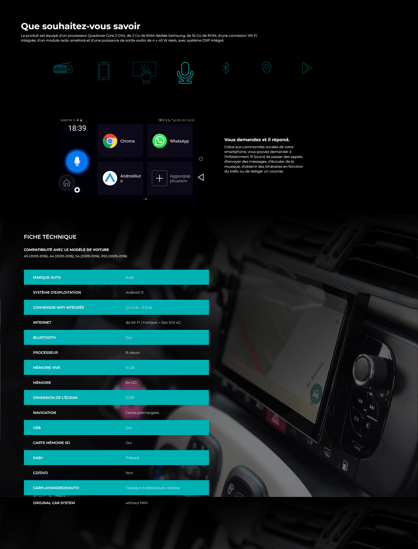 Car radio specifically designed for Audi Q5 JF-032Q5O