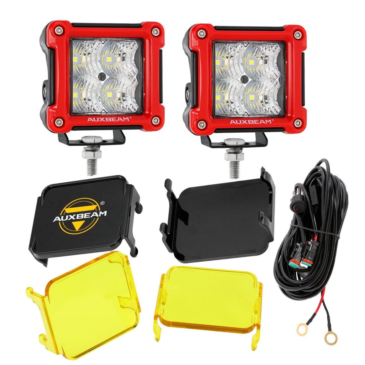 3" 40W LED Pods Light Spot/Flood Multicolor frame with wiring harness for JEEP - Auxbeam – éclairage LED auto
