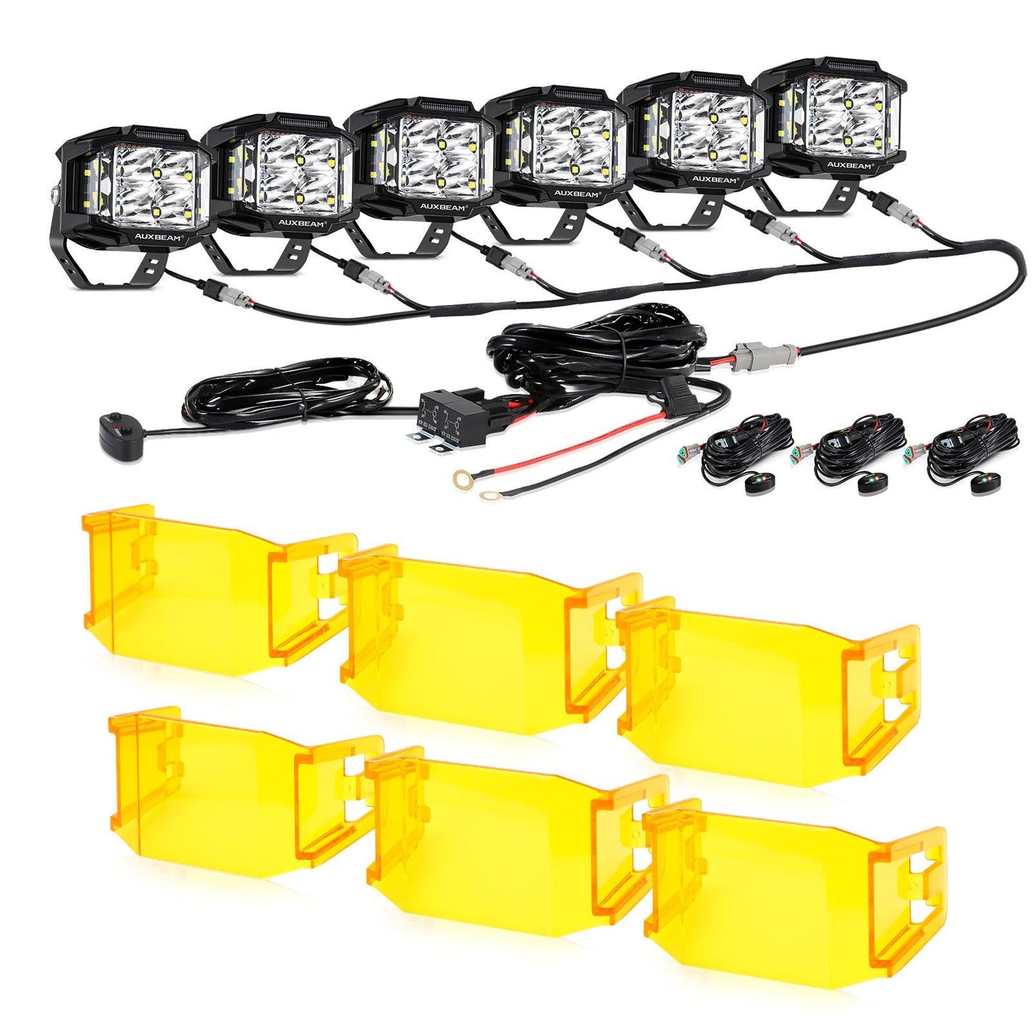 V-max Series 6Pcs Side Shooter Pod Lights with Power Harness
