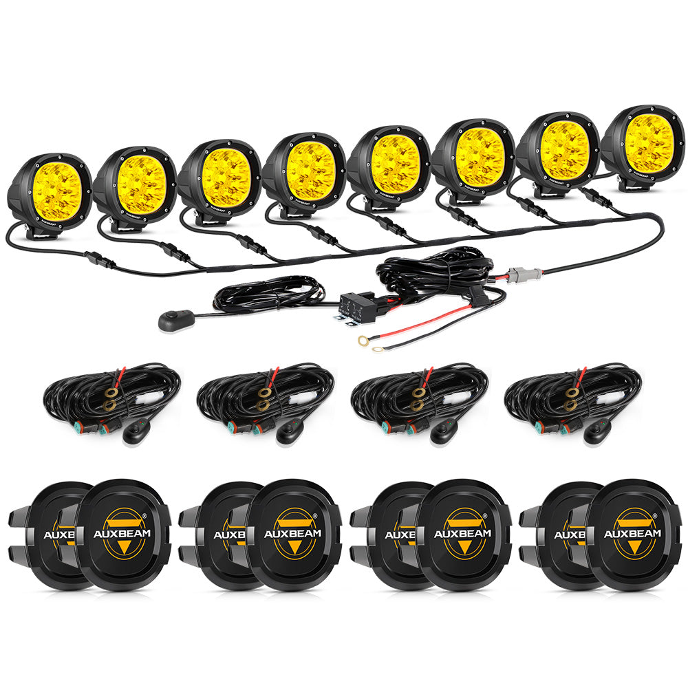 P4 Series | 4 Inch 90W Round LED Driving Lights Spot Amber Pod Lights - Auxbeam – éclairage LED auto