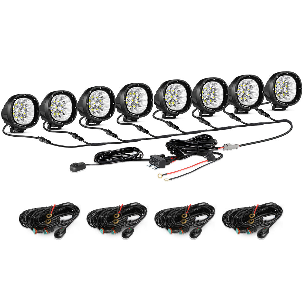 P4 Series | 4 Inch 90W 9000LM Round LED Driving Lights Flood White Pod Lights - Auxbeam – éclairage LED auto