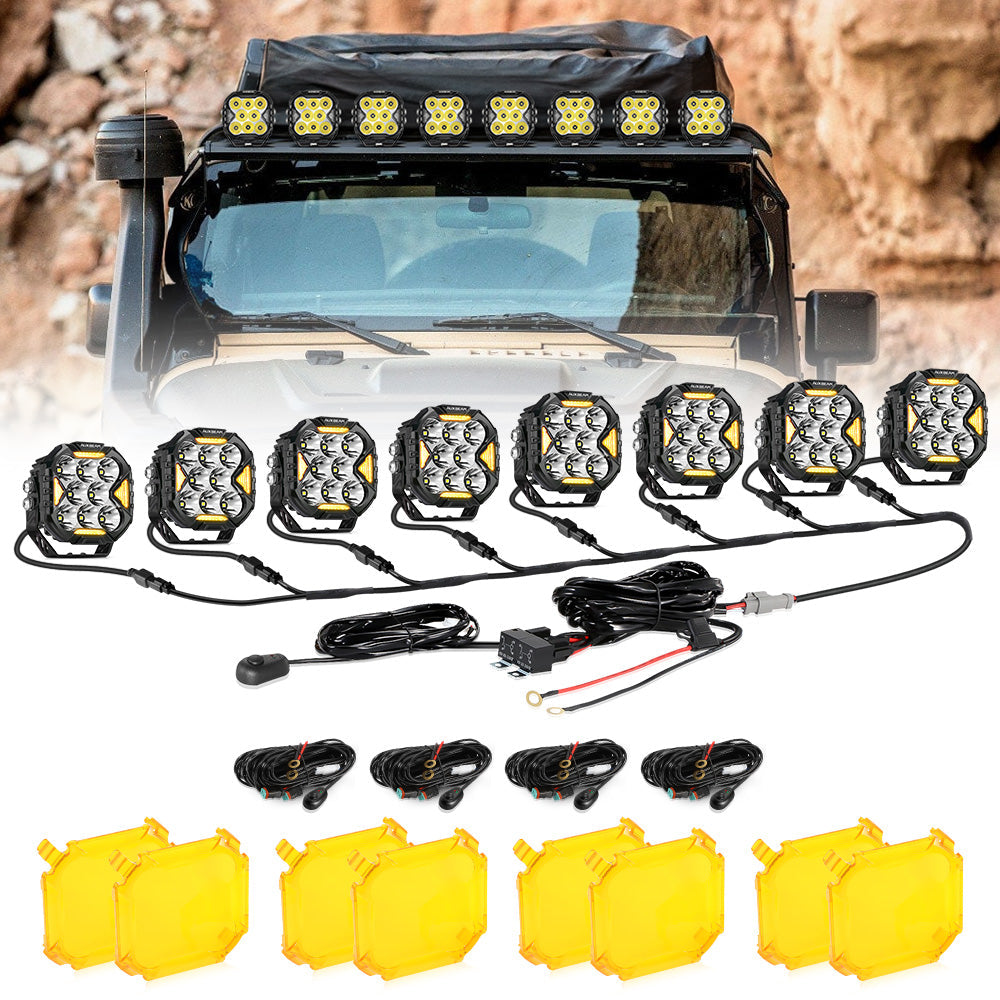 CUBE-Z Series 4 Inch Spot LED Pod Lights Off Road Lights with White DRL & Amber Turn Signal Lights - Auxbeam – éclairage LED auto