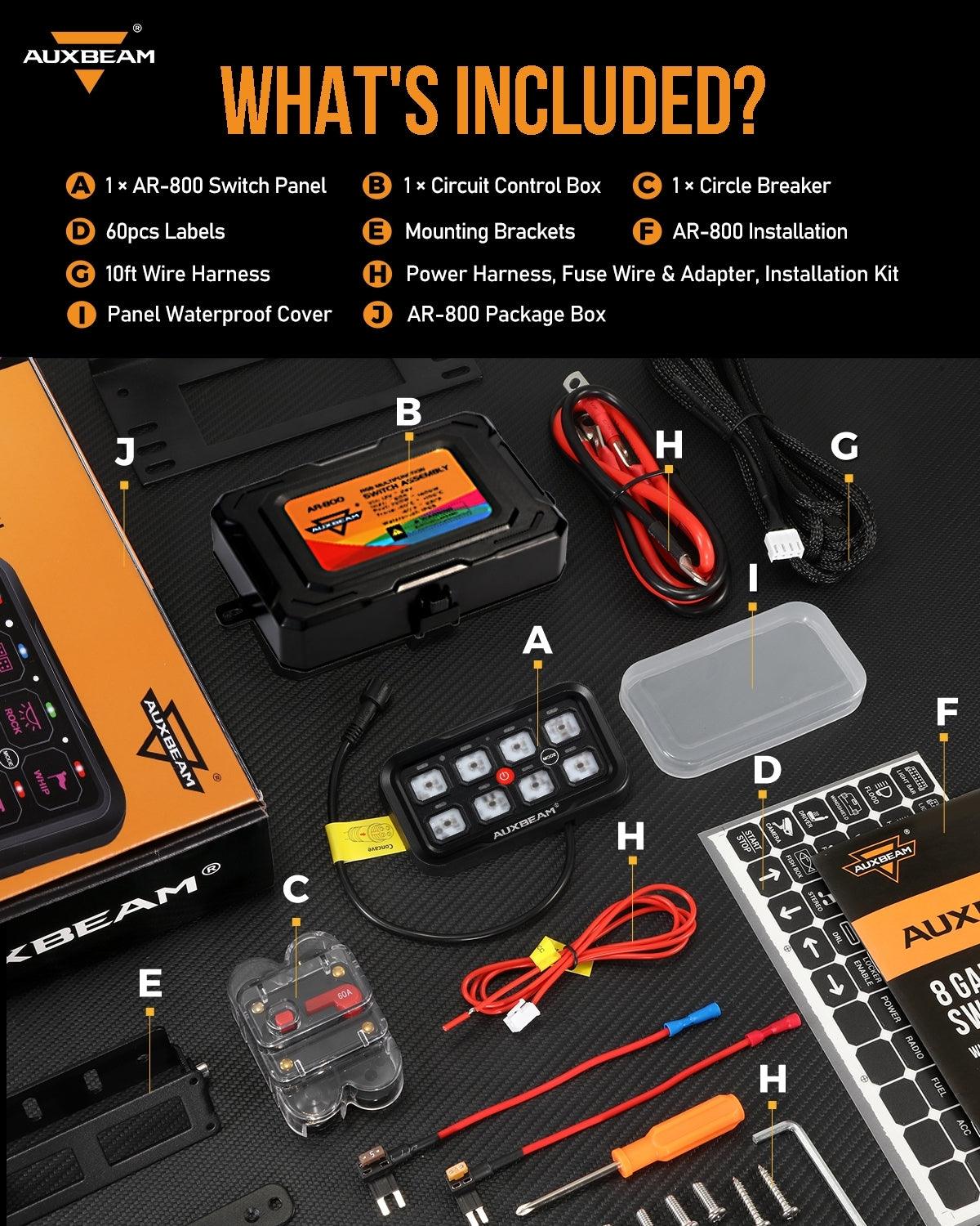 AR-800 Multifunction RGB Switch Panel with Bluetooth Controlled & 47 Inch Extension Cable(Optional) for JEEP