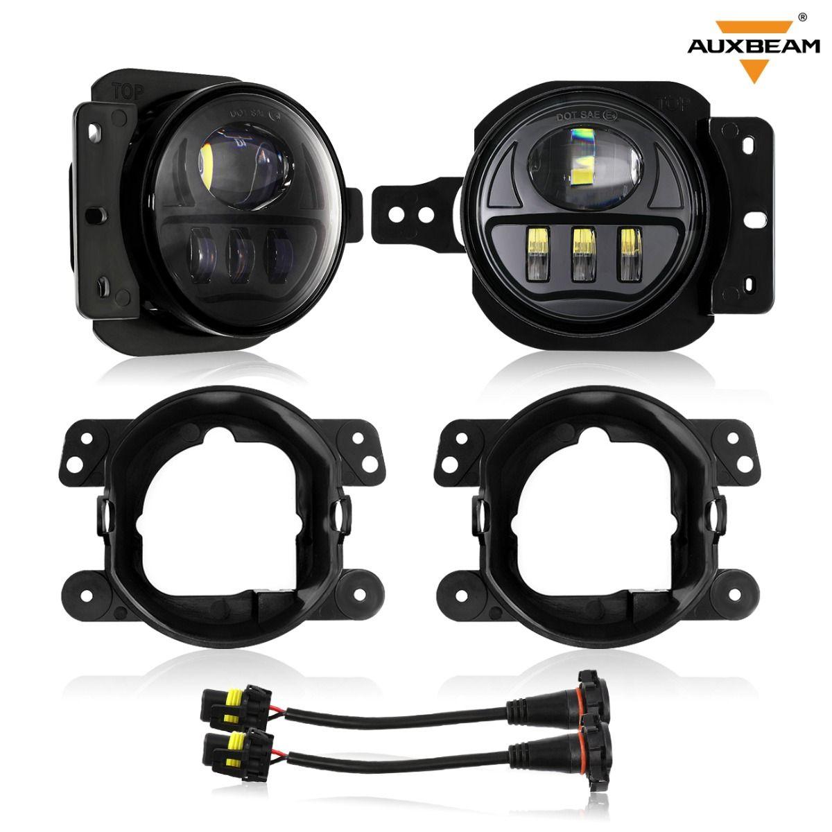 (2pcs/set) 30W 4 Inch LED Fog Lights with Adapter Ring & 2 Brackets for Jeep Wrangler JL JLU 2018 2019 2020 2021, Jeep Gladiator JT 2019 2020 2021