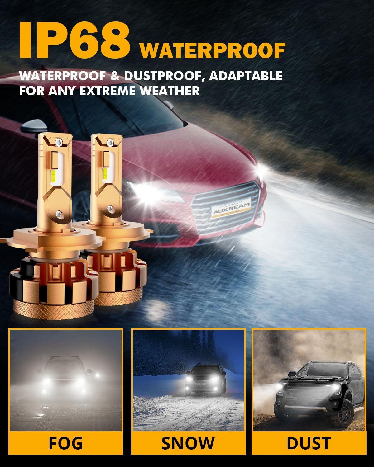 مصابيح أمامية LED H4/9003، 70 واط، 18000 لومن، سلسلة F-16 Plus، الأكثر سطوعًا، 6000 كلفن، لون أبيض بارد | 2 لمبة