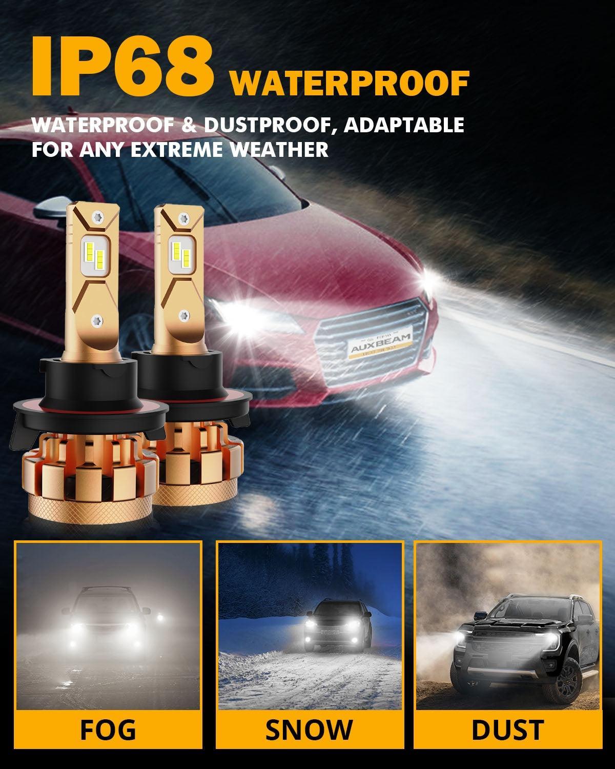 مصابيح أمامية LED H13، 70 واط، 18000 لومن، سلسلة F-16 Plus، الأكثر سطوعًا، 6000 كلفن، لون أبيض بارد | 2 لمبة