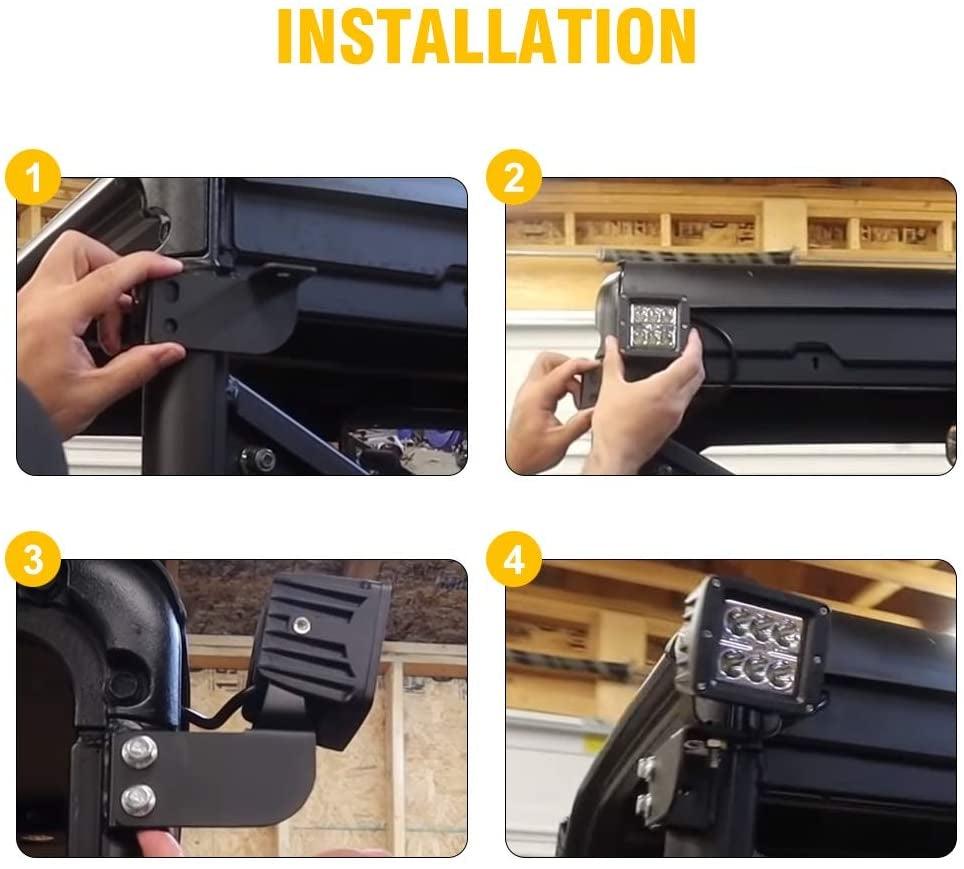 3 Inch LED Pods Light Spot/Flood Beam & Rear Roof Reversing Light LED Pod Light Brackets for 2013-2021 Polaris Ranger 570/800/900/900xp/1000/1000xp