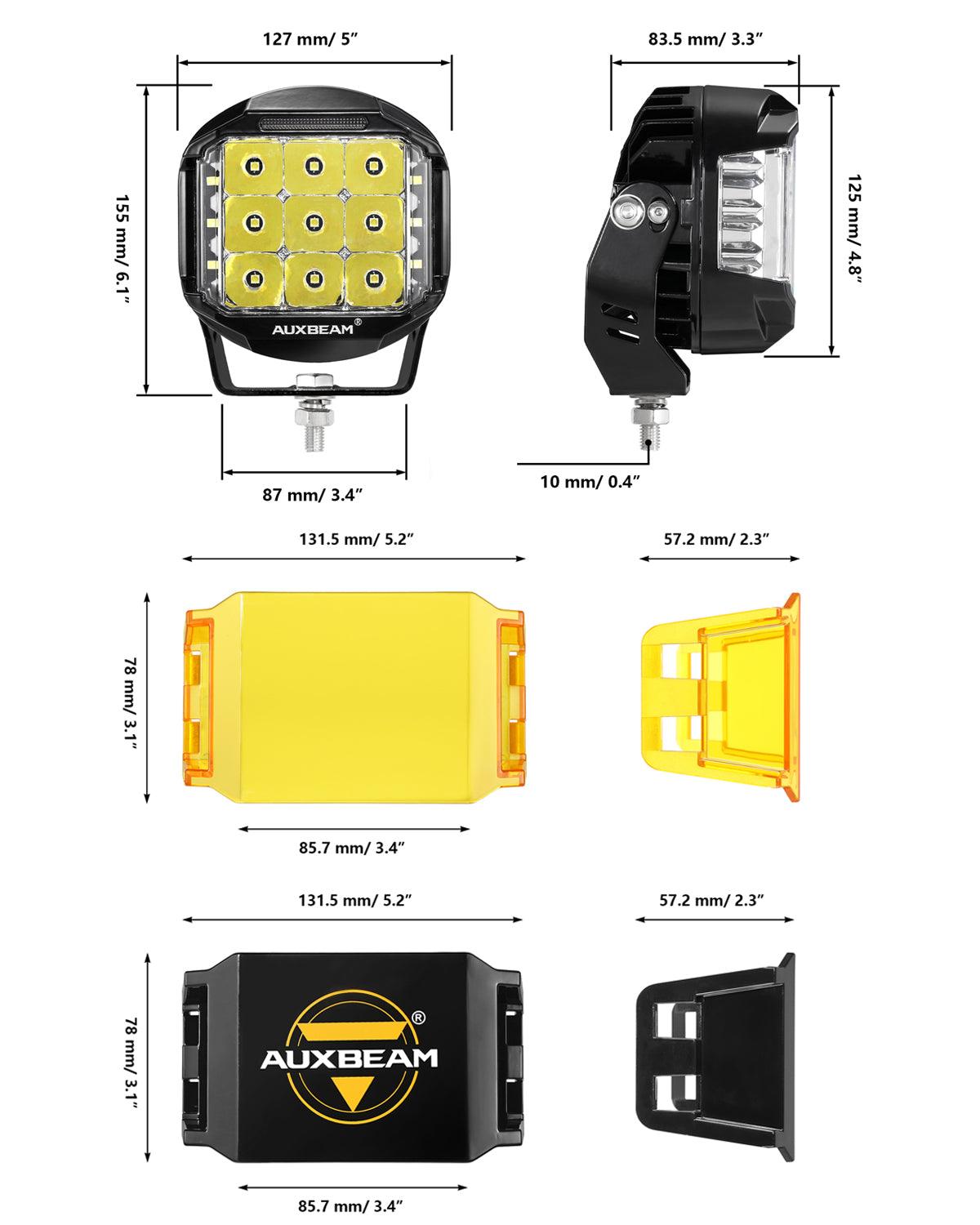 V-MAX Series | 5 Inch 168W 16440LM Combo Beam Side Shooter LED Round Pod Lights with Amber DRL - Auxbeam  – éclairage LED auto
