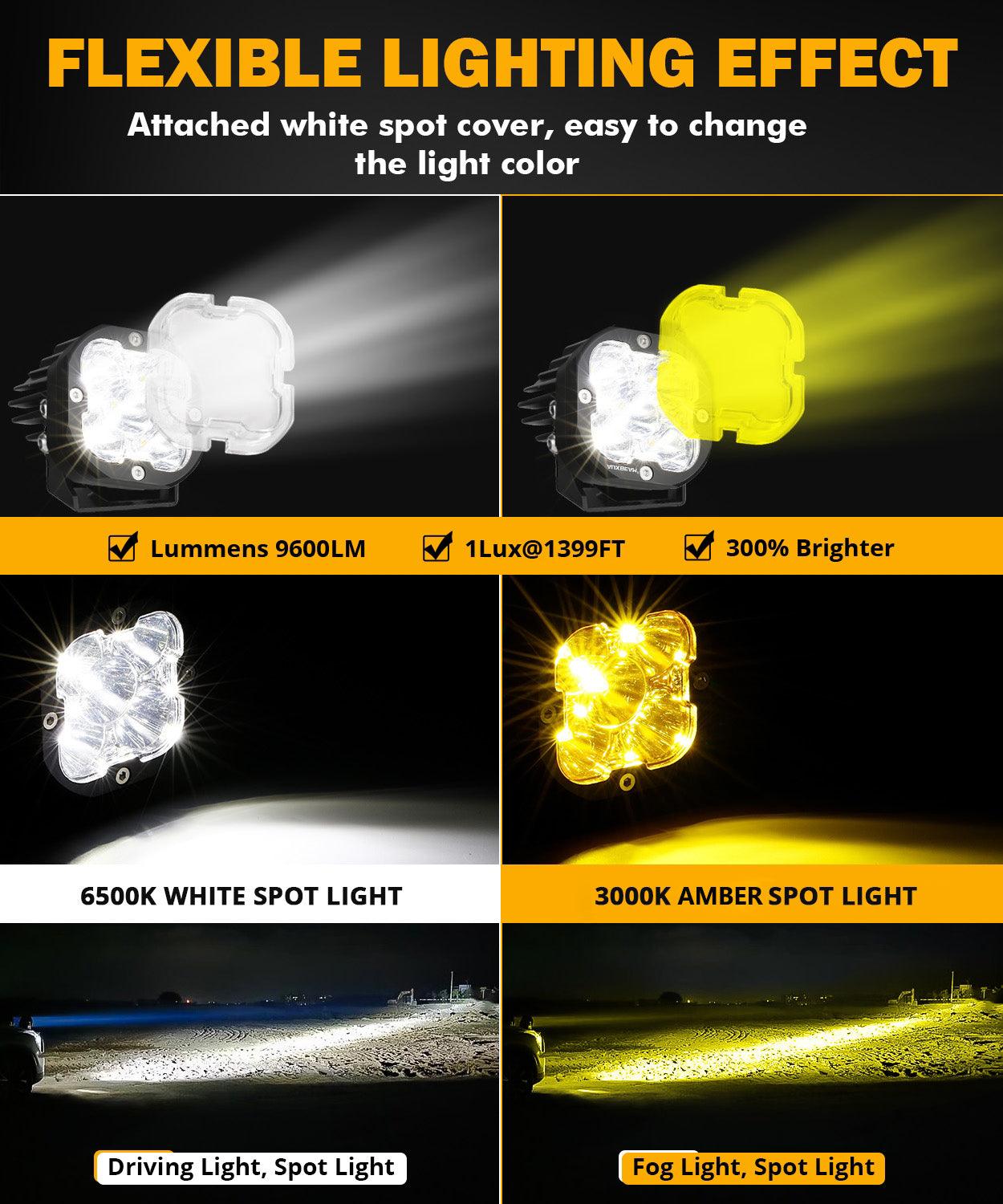 XP-ULTRA Series 3 Inch 80W Spot Beam LED Pods Amber&White Offroad Lights - Auxbeam  – éclairage LED auto