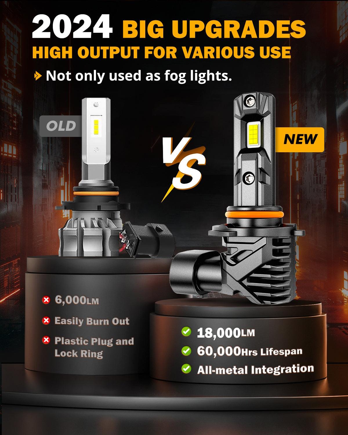 🆕9005+H11 LED Headlight Bulbs/Fog Lights Q15 Series Fanless&Wireless 60W 18000LM 6500K Cool White | 4 Bulbs - Auxbeam  – éclairage LED auto